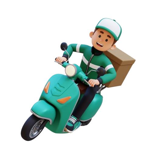 Courier on scooter